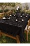 Pearl Velvet Textured Ruffled Tablecloth Black - 2