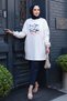 Patterned Ecru Hijab Tunic 10640E - 4