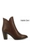 Women's Brown Antique Zippered Pointed Toe Genuine Leather Boots