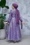 - Sequin Embroidered Lilac Hijab Evening Dress 4713Lila - 5