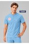Top Only | Alaska Blue Premium Stretch Fabric Men's Scrubs with MARIN Logo—Doctor, Nurse, and Clinical Uniform