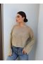 Kayık Yaka Openwork Glitter Sweater - 2
