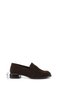 Women's Brown Suede Thick Heeled Genuine Leather Loafer Shoes - 3