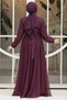 Draped Plum Hijab Evening Dress 46321Mu - 2