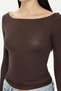 Ultra Light Sheer Boat Neck Blouse Brown - 4