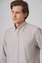 Men's Stone Cotton Trend Plain Regular Fit Button-Down Collar Shirt - 2