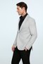 Men's Gray Polyester Trendy Plaid Slim Fit Mono Collar Jacket - 2