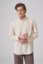 Men's Beige Cotton Trendy Striped Regular Fit Button-Down Collar Shirt - 3