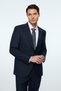 Men's Navy Blue Wool Trendy Plaid Slim Fit Mono Collar Suit