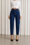 Dark Blue Lycra Mom Fit Zippered Jeans - 3