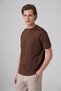 Men's Light Brown Trendy Plain Combed Cotton Crew Neck Tshirt - 3