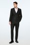 Men's Black Polyviscon Trend Slim Fit Pointed Collar Double Breasted Suit - 3