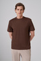 Men's Light Brown Trendy Plain Combed Cotton Crew Neck Tshirt