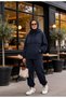 Kangaroo Pocket Modal Tracksuit Set – Hooded - Navy Blue