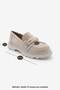 Women's Genuine Leather Loafer Thick Sole Metal Buckle Suede Casual Shoes Zolez Beige - 8