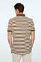 Men's Light Brown Trendy Fish Back Striped Polo Collar Dynamic Fit Tshirt - 6