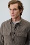 Men's Light Brown Trend Short Quilted Shirt Coat - 3