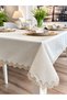 Royal Emerald Gold Glittery Ecru Tablecloth with Gold Lace Detail (Napkins Not Included) - 7
