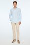 Men's A. Blue Linen Trendy Striped Regular Fit Button-Down Collar Shirt - 5