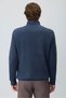 Men's Navy Blue Zippered Bato Collar Dynamic Fit Sweatshirt - 5