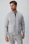 Men's Stone Polyamide Zippered Bomber Coat - 4