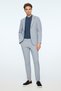 Men's Navy Blue Polyviscon Trendy Patterned Slim Fit Mono Collar Jacket - 3