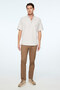 Men's Beige Trendy Patterned Regular Fit Button-Down Collar Short Sleeve Pocket Shirt - 3
