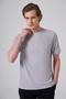 Men's Gray Trend Plain Combed Cotton Crew Neck Tshirt - 3