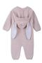 Unisex Knitwear Rabbit Eared Hooded Baby Onesie Powder - 3