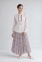 Belt Detailed Pleated Skirt Set Ecru