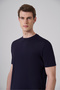Men's Navy Blue Trend Crew Neck Rayon Dynamic Fit Tshirt - 2