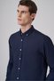 Men's Dark Navy Cotton Trend Plain Dynamic Fit Button-Down Collar Shirt - 2