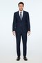 Men's Navy Blue Wool Trendy Plaid Slim Fit Mono Collar Suit - 2