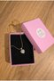 Zircon Stone Pink Heart Steel Necklace with Box - Elegant Necklace with Heart for a Gift to a Lover