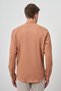 Men's Cinnamon Seersucker Trend Patterned Dynamic Fit Italian Collar Shirt - 4