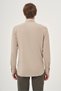 Men's Beige Knitted Slim Fit Button Collar Shirt - 4