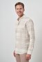 Men's Beige Cotton Trend Paneled Dynamic Fit Shirt - 4