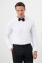 Men's White Cuffed Plain Pattern Ata Collar Slim Fit Shirt - 2