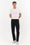 Black Men's Winter Sweatpants with Zipper Pockets, Fleece Inside, Elastic Waist, Three Strands - 4