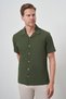 Men's Khaki Apache Collar Short Sleeve Shirt - 4