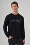 Men's Black Trend Printed Crew Neck Sweat-Shirt