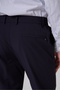 Men's Navy Blue Trendy Side Elastic Slim Fit Trousers - 4