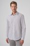 Men's Black Cotton Trend Striped Dynamic Fit Hard Collar Shirt