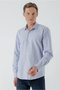 Men's Blue Trend Printed Patterned Italian Collar Slim Fit Shirt - 3