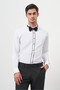 Men's Black Ribbed Slim Fit Ata Collar Shirt - 2