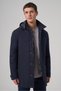 Men's Navy Blue Trendy Hooded Collar Long Coat - 2