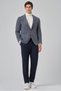 Men's Marine Knitted Trend Plaid Slim Fit Mono Collar Jacket - 2