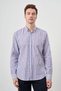Men's Burgundy Linen Paneled Buttoned Collar Regular Fit Shirt - 2