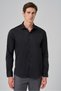 Men's Black Basic Plain Pattern Italian Collar Slim Fit Shirt