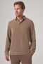 Men's A-Brown Trend Buttoned Polo Neck Sweatshirt